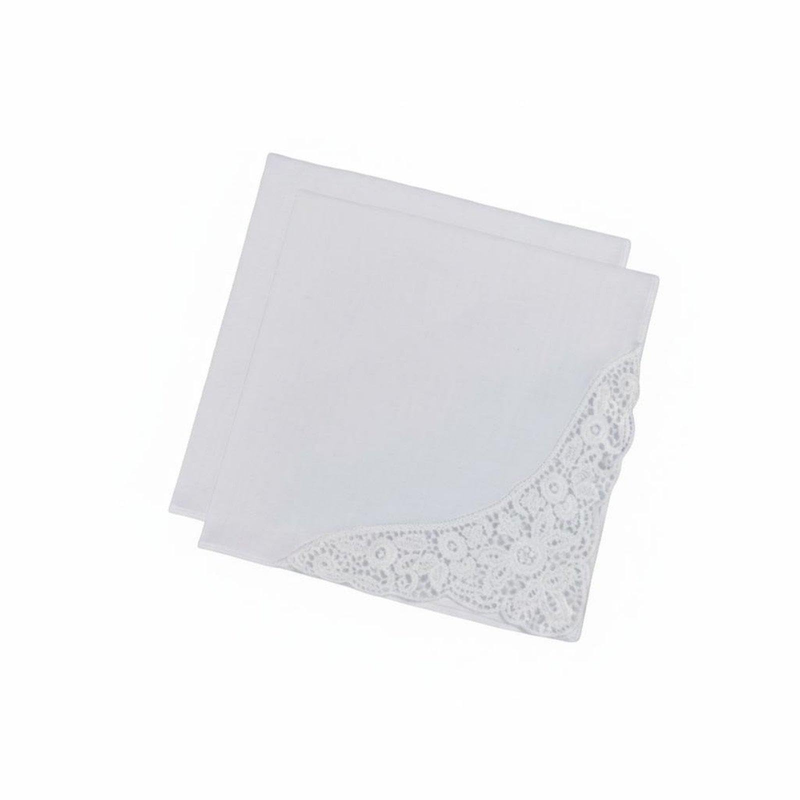 Club Bollywood®2 Pieces White Lace Handkerchief Tightly-Woven Textile Handkerchief Elegant Design Solid White Hankie for Bridesmaids, Brides, Wedding, Party N0.1-2pcs|Vintage-image-14