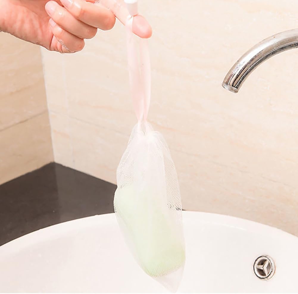 20 Pcs Exfoliating Mesh Soap Pouch Drawstring Foam Bag Soap Saver Sack Soap Foaming Net for Face Washing Color Random