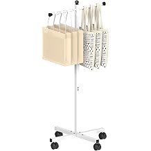 43-49 Inch Adjustable Shopping Bag Rack with Wheel, Heavy Duty Metal T-shaped Grocery Bag Holder for Retail Stores, Large Bag Display Stand for Malls,Vendor,Boutique,Trade Show, 2 Arms,White