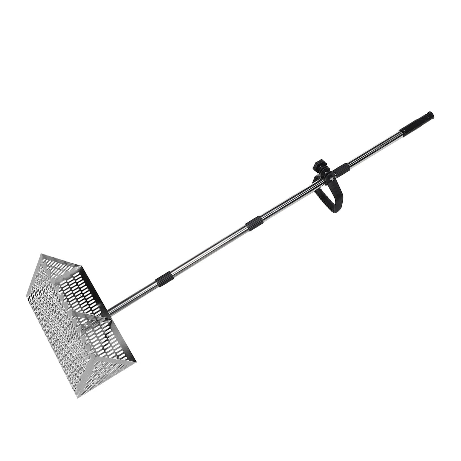 Rastrillo per pulci di sabbia Strumento setaccio for sabbia da spiaggia in acciaio al carbonio staccabile con paletta for la raccolta di conchiglie e caccia tesoro in metallo portatile