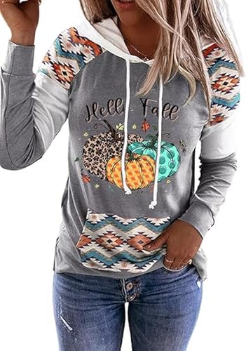 Leopard Plaid Pumpkin Kangaroo Pocket Hoodie Women Plaid Pumpkin Thanksgiving