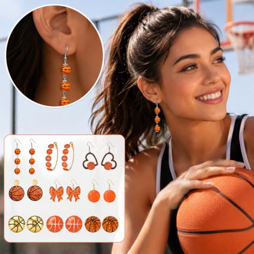 Liliaafar Sports Earrings for Women,9 Pairs,Basketball by Liliaafar - Used condition - Image 4
