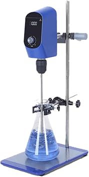Digital Display Cantilever Stirrer, Laboratory Constant Speed Electric Stirrer with Time Setting, DC Permanent Magnet Motor, 100-2000RPM, Maximum Stirring VolumeH2O,Blue-40L