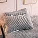 LIFEREVO 2 Pack Diamond Quilted Crystal Velvet Mink Pillowcases Pompoms Fringe Zipper Closure (Queen Gray)