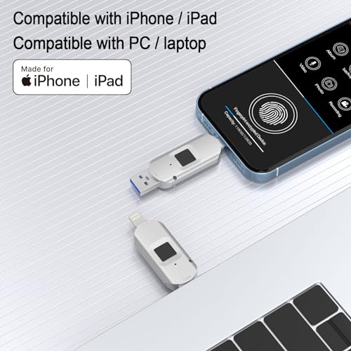 Image of for iPhone USB3.0 Encrypted Drive Drive External Storage Fingerprint Encryption USB Flash Drive for iPhone /iPad /Mac /PC USB3.0 Flash Drive 128GB