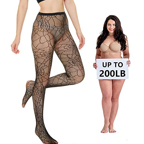 WEANMIX Fishnet Stockings Lace Patterned Tights High Waist Pantyhose Fishnets for Women3