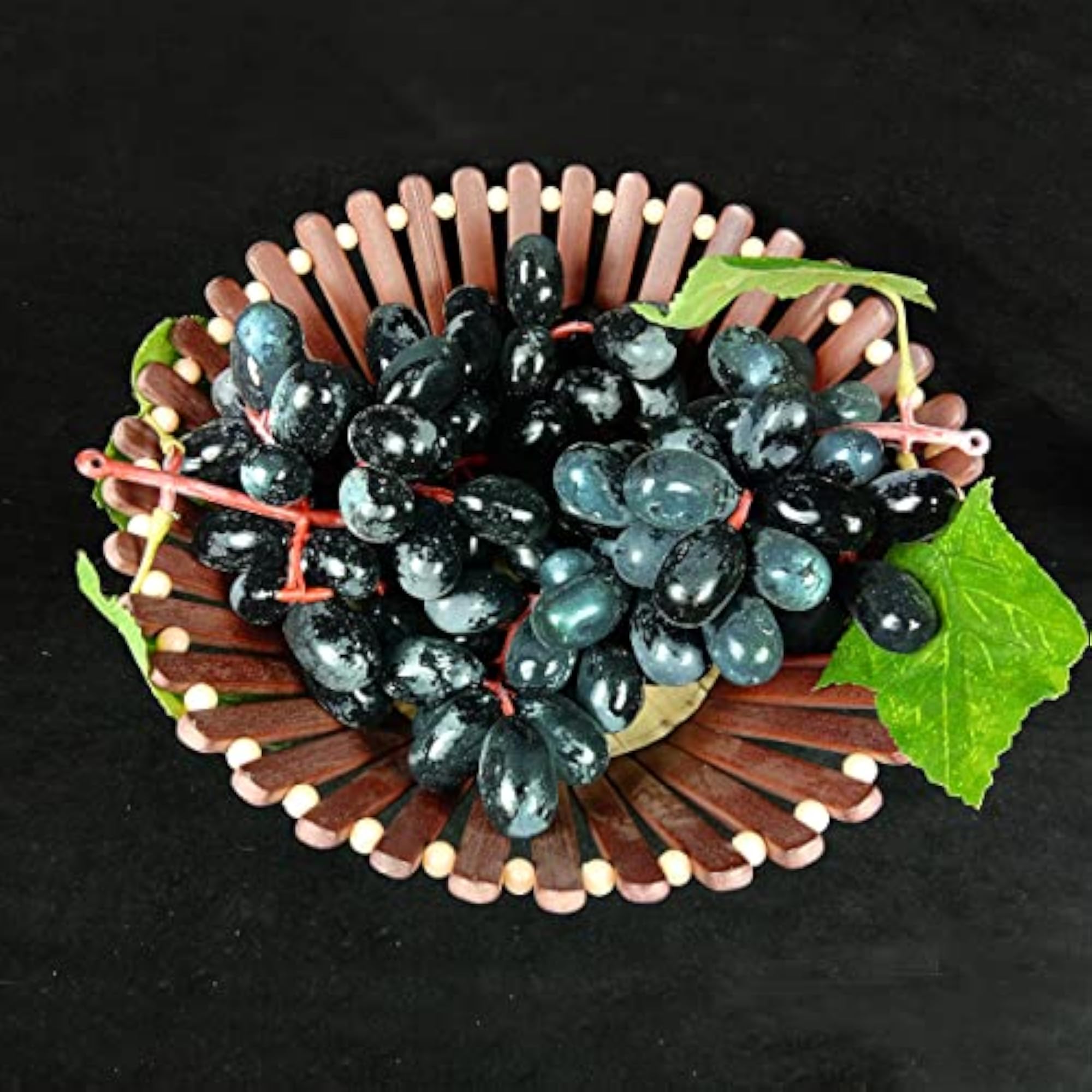 Hanging Artificial Black Grapes with Leaves, Home Decor