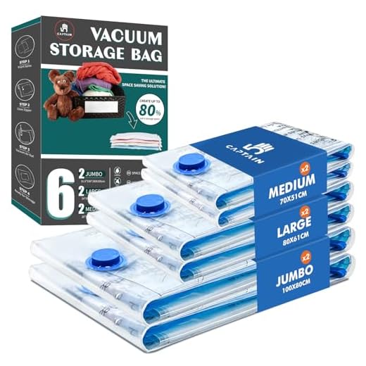 Vakuumbeutel für Kleidung Bettdecken 6 Stück, CaptainFive Vakuumierbeutel 3 Größen (2*100x80cm + 2*80x60cm + 2*70x50cm) Vakuum Kleiderbeutel Aufbewahrungsbeutel Reise für Bettwäsche Kissen Kleidung