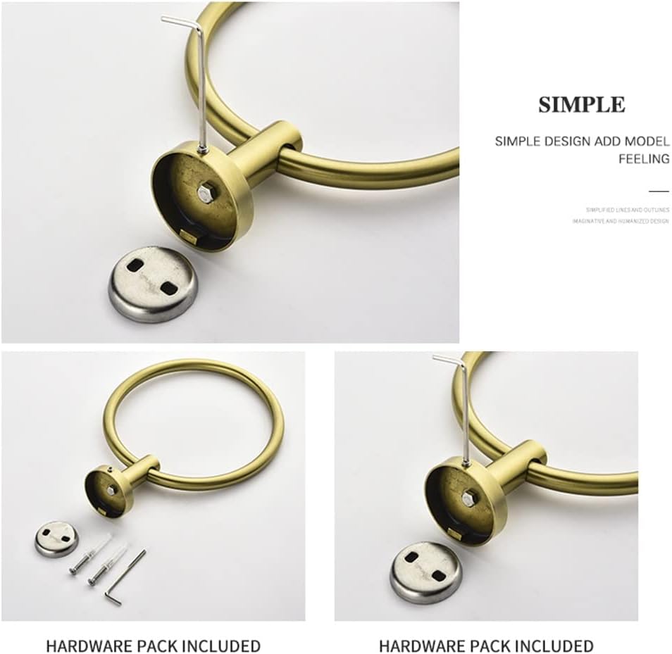 Towel Holder Brushed Gold Stainless Steel Bathroom Hardware, Hand Towel Ring, Toilet Paper Holder, 2 Robe Towel Hooks, Bathroom Accessories Kit Towel Hanger (Color : Paper Holder) (Towel Ring a)