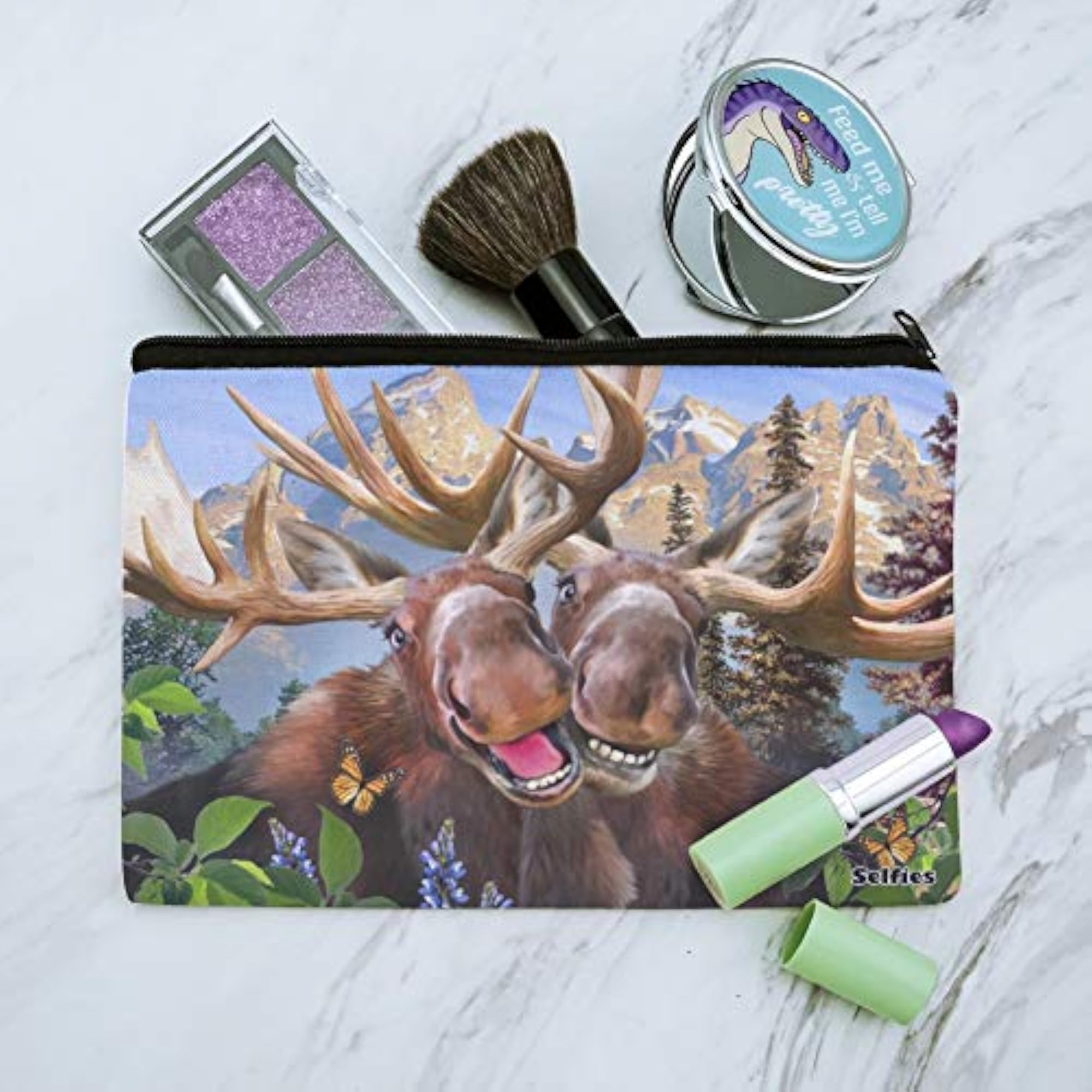 Moose Selfie Makeup Cosmetic Bag Organizer Pouch