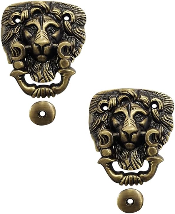 Adonai Hardware Lion Brass Door Knocker-Antique Brass (Supplied as 2 Pieces per Pack)