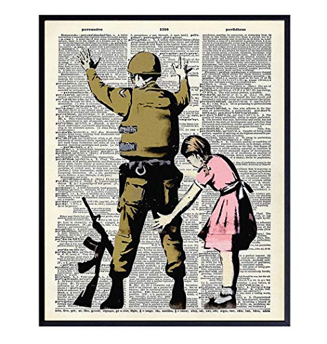 Banksy Soldier Graffiti Dictionary 8x10 Wall Decor Picture - Modern Art Decoration Poster for Home, Apartment, Office, Dorm, Living Room, Bedroom, Bathroom - Gift Contemporary Urban Street Mural Fan