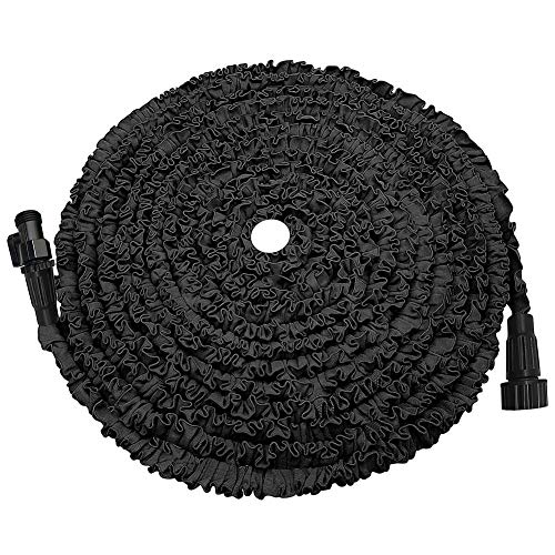 POYINRO Expandable Garden Hose, 75ft Strongest Expanding Garden Hose on The Market with Triple Layer Latex Core & Latest Improved Extra Strength Fabric Protection for All Your Watering Needs Black