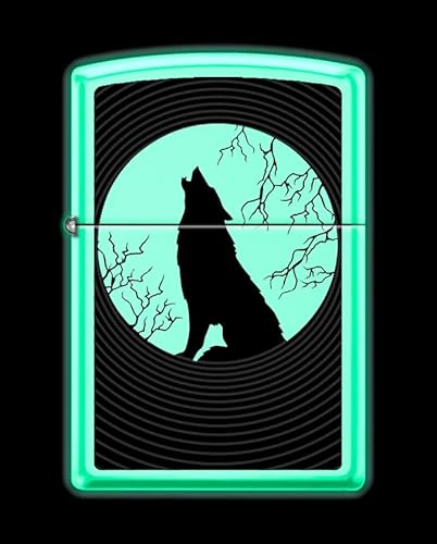 Zippo Lighter-Howling Wolf Design Glow in The Dark Matte Windproof Lighter #Z5513