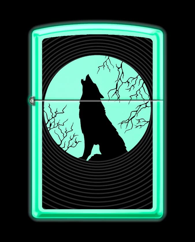Encendedor Zippo diseño Howling Wolf fosforescente miniatura 1