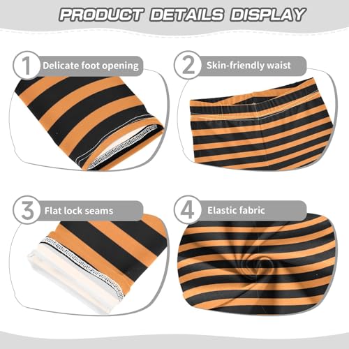 ALAZA Girls' Leggings Children's Yoga Pants Skinny Printed Dance Orange Black Stripe Comfortable 4T2