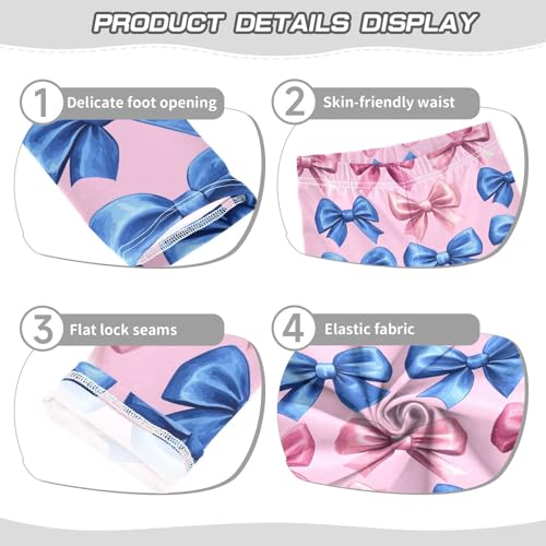 Girls Leggings Blue Bows Pink Soft Toddler Leggings for Girls Kids Pants Size 4T-10T3