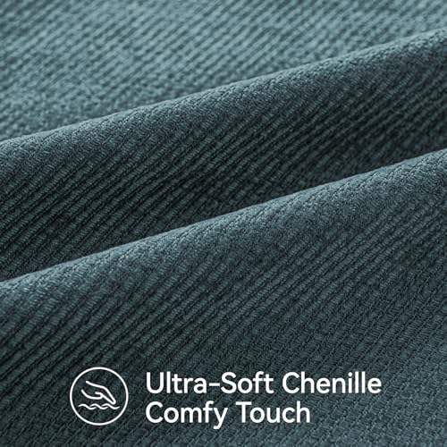 Image of a moment Pack of 2 Decorative Chenille Throw Pillow Covers with Twill Cushion Covers for Sofa Living Room Couch Bed 20x20 Inch,Crafted Border Dark Teal