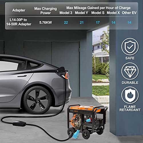 Circlecord 4 Prong To 50 Amp Generator To Rv/Ev Adapter Cord With Grip Handle, L14-30P Twist Lock Male To 14-50R Female, Heavy Duty Stw 10 Awg For Generator To Rv Trailer Camper And Ev Charging #TOP5