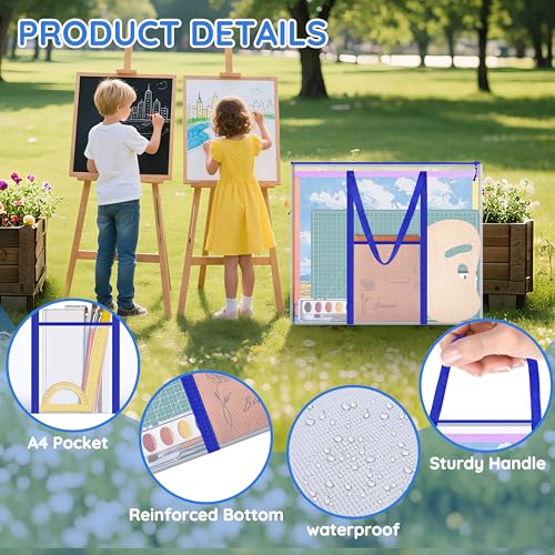 Image of ZKOO Bulletin Board Poster Storage, Extra-Large Storage Chart Art Portfolio Bag 30 x 25 Inchs, Bulletin Board Sheet Organization for Bulletin Boards, Scrapbooks, Keepsake and Poster (30 inch X 25 inch, Blue)