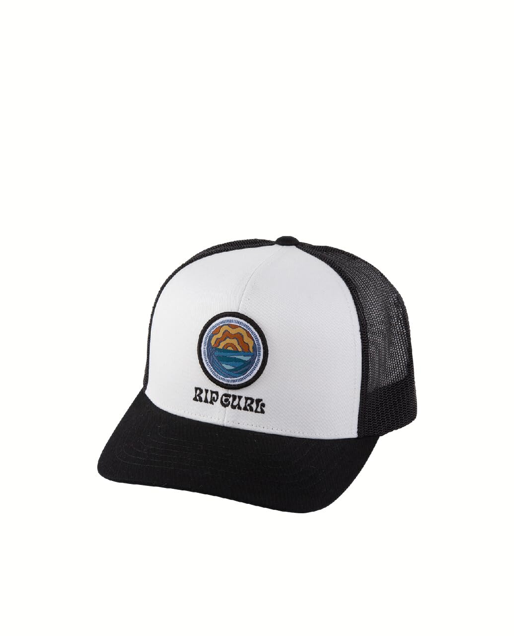 RIP CURL Curve Peak, Structured Trucker Hat, Mesh Snapback Baseball Cap for Men, Adjustable, White/Blue Exc, One Size