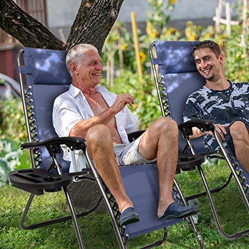 Bonnlo Infinity Zero Gravity Chair, Outdoor Lounge Patio Chairs With Pillow And Utility Tray Adjustable Folding Recliner For Deck,Patio,Beach,Yard Pack 2 (Blue) #TOP7