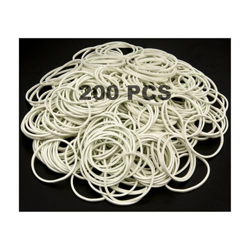 200 bandas elásticas resistentes y blancas, bandas de goma resistentes a altas temperaturas, perfectas para suministros de oficina, uso industrial, hogar, manualidades y más, tamaño de 38 mm