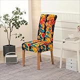 Stuhlhussen 6er Set Blau Orange Universell Elastizität Spandex Stuhlbezug Abnehmbare waschbar,hussen für stühle faltbar, für Hotel,Zeremonie, Bankett,Restaurant, Zuhause