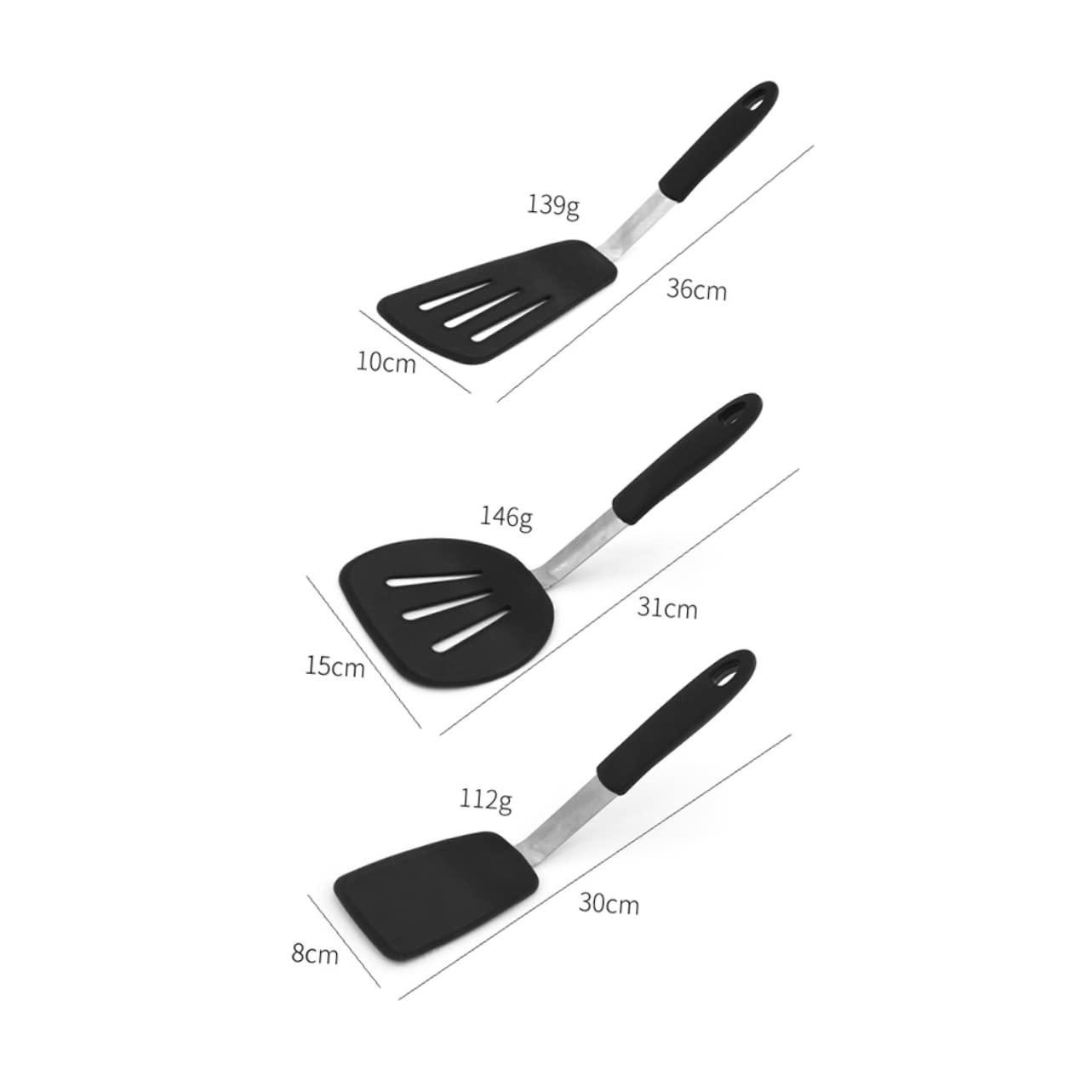 COLLBATH Silikon Pfannenwender 3 Stück für Küche zum Braten von Steak und Eiern Hitzebeständig Sicher Nutzbar