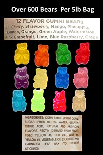 Albanese 12 Flavor Gummi Bears (2- 5Lb Bags) Plus (2-11Oz) Red And Green Gummy Bears Gourmet Kruise Signature Gift Bags (Net Wt 182 Oz) 2 Item Bundle #TOP7