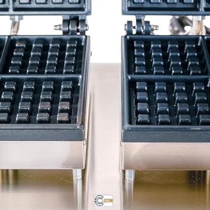 Cleiton® Professionelles elektrisches Doppel-Waffeleisen für den Tisch, aus Edelstahl, 55 x 36 cm, Platten aus Gusseisen, 8 quadratische Waffeln, 3200 W – Bild 6