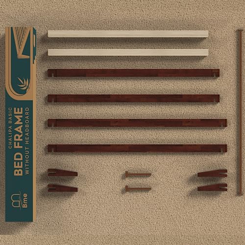 Bme Chalipa 14” Queen Bed Frame - Solid Wood Platform Bed - Wood Slat Support - No Box Spring Needed - Easy Assembly - Minimalist & Modern Style, Walnut #TOP5