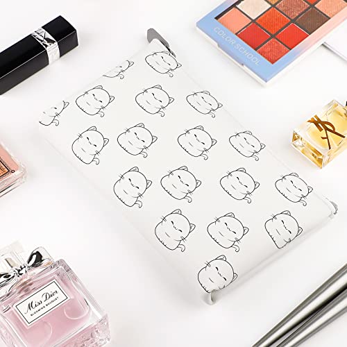 Manmihealth Cute Cat Silicone Makeup Bag, Cosmetic Bags For Women, Portable Purse Pouch For Travel Essentials, Makeup Brushes Holder Travel, Zipper Storage Organizer Bag, 1-Pack.(White01) #TOP5
