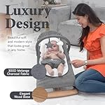 Baby Bouncer with Elegant Wood Accents, Bouncer Seat for Infants, Portable Infant Bouncer with Inner Mattress & Travel Bag - Image 3