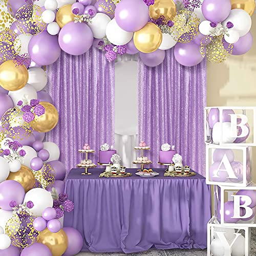 Image of Lavender Sequin Backdrop Curtains,2 Panels 2FTx8FT Lavender Curtain Backdrop Glitter Party Decorations Background Drapes for Wedding Birthday Anniversary Graduation Photo Booth Decor