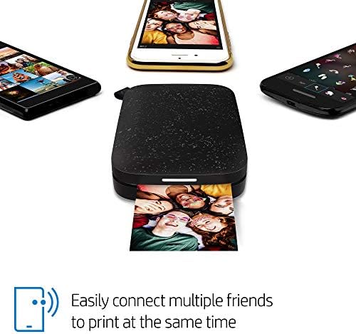 HP Sprocket Portable Photo Printer (Black Noirl) Instantly Prints ZINK 2x3" Sticky-Backed Photos from your iOS & Android Device