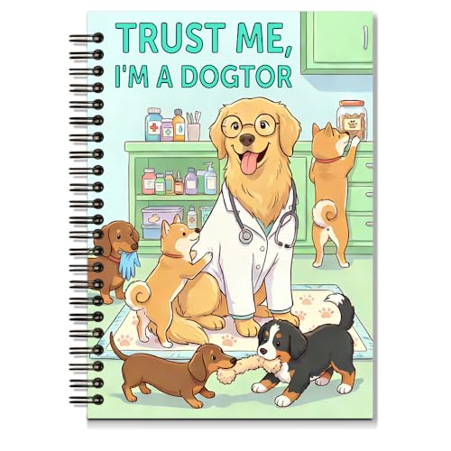 WHTYEFZ Trust Me I'm A Dogtor Horizontal Lined Spiral Notebook, Funny Veterinarian Dog Design Journal for Dog Lover Vet Tech Veterinarian Pet Owner, Cute Pet Themed Spiral Notebook for Vet Student