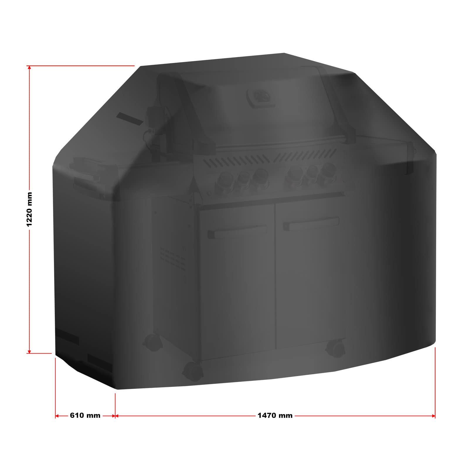 Funda para barbacoa 147x61x122cm negra cubierta resistente a la intemperie BBQ parrilla