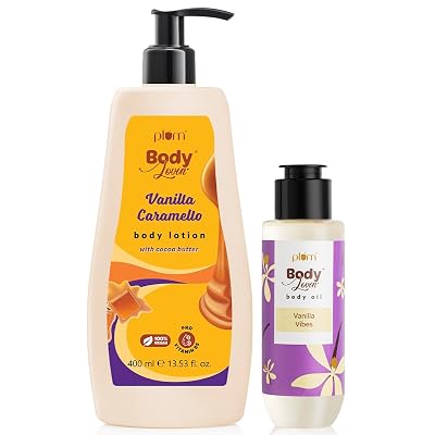 Plum BodyLovin' Vanilla Vibes Body Oil (100 ml) & Plum BodyLovin' Vanilla Caramello Body Lotion (400 ml)