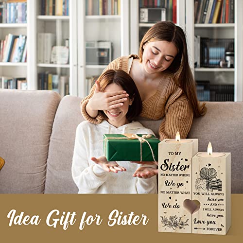 Niyewsor Christmas Sister Gifts from Sister, Heart Shaped Candle Holders Gifts for Sisters, Personalized Candle Gifts for Women Sister, Valentines Mothers Day Birthday Wedding Presents for Sister - Image 3