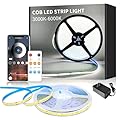 Yeewhale 32.8ft COB LED Strip Light White Dimmable DC 24V 6000K Flexible LED Tape Light for Bedroom, with Remote and app Control LED Tape Lights,for DIY Home Decoration?White