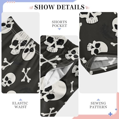 ZZXXB Skull and Bones Boys Long Pants Soft Trousers Elastic Waist Kids Lounge Bottoms with Pockets S-XL4