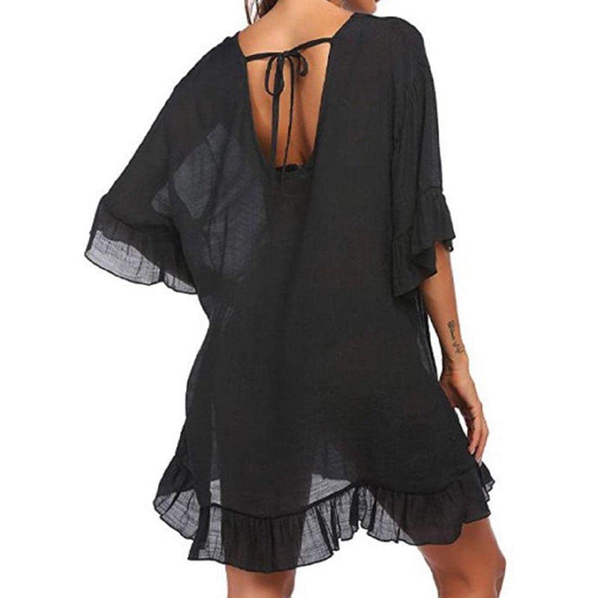 TBSCWYF Vestidos Playa Mujer Verano Camisolas Suelto Vestidos Tejidos Crochet Abertura Lateral Vestido Playero Kaftan Tunica Playa Traje de Baño Cover Up Pareos Playa Caftan Mujer Vestido Corto de Playa