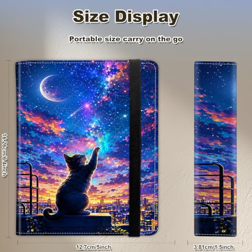 Image of Photo Album 4x6 120 Photos with Strong Elastic Band, Galaxy Night Cat | Large Capacity Premium Leather Picture Album, Portable Wallet Albums Photo Book for Family Anniversaries Wedding Baby