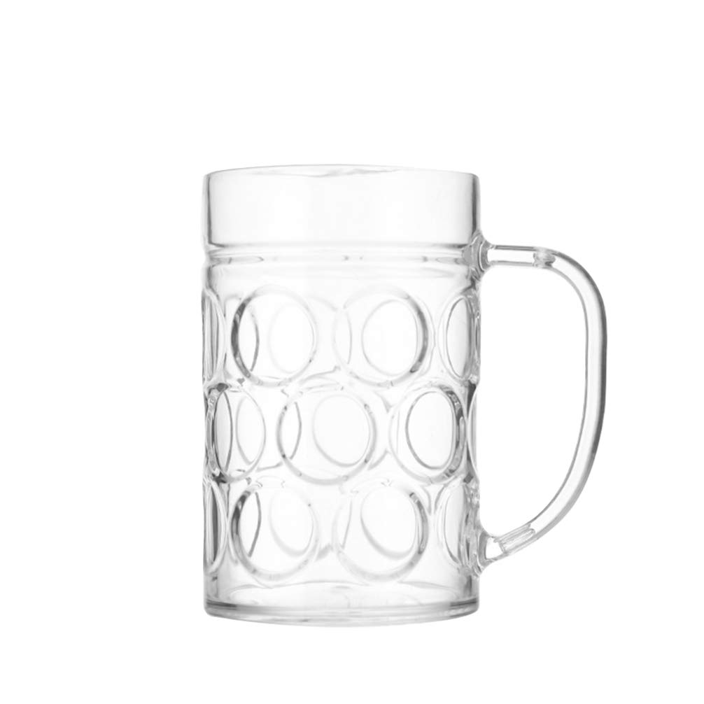 Crystal Clear Acrylic Beer Mug Tumbler Unbreakable Beer Glasses with Handle (Transparent 500ML)