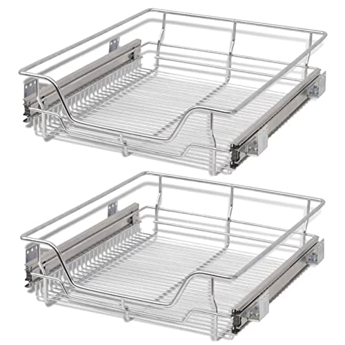 Cestas de alambre de cierre suave extraíbles, organizador de armario de cocina que ahorra espacio para un almacenamiento eficiente y fácil acceso, perfecto para ollas, sartenes y artículos de despensa