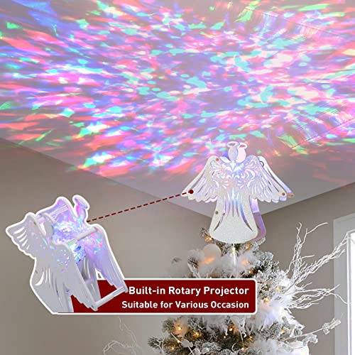 Peiduo Christmas Clearance 11" Rgb Praying Angel Tree Topper With Built-In Rotating Ripple Projector For Crown Xmas Tree Topper Decoration #TOP4