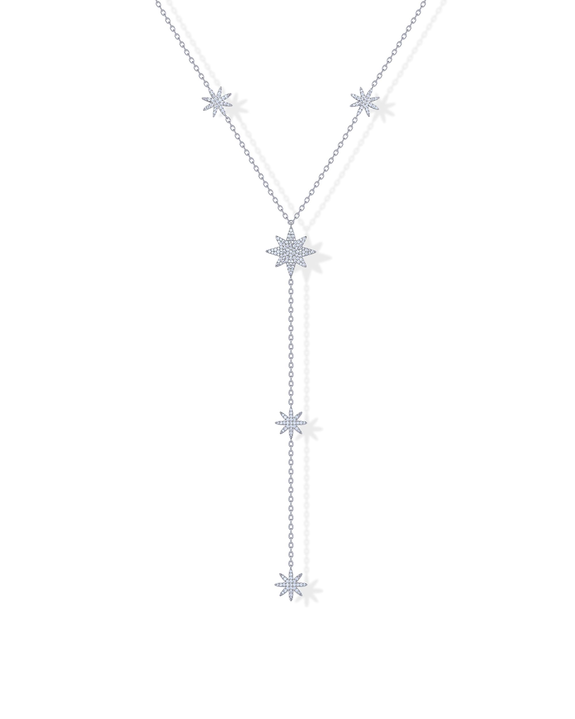 PAVOI14K Gold Plated Drop Lariat Chain for Women - Gold Cubic Zirconia Long Necklace - Station Star Layered Beaded Y Necklace