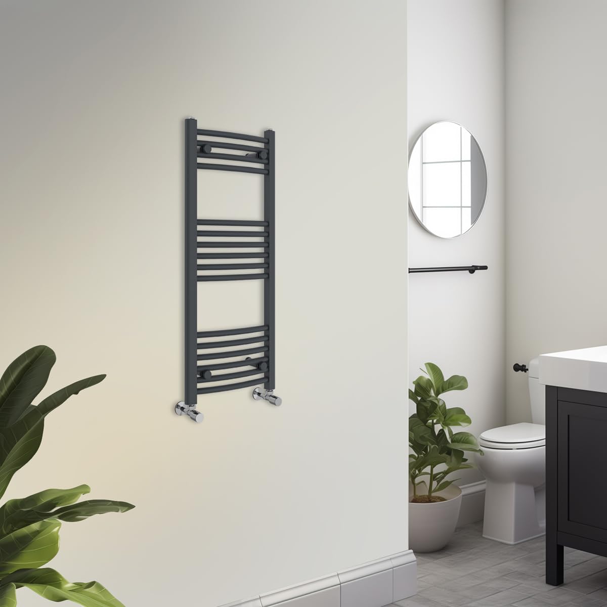 Warmehaus Towel Radiator 1000 x 400mm Grey Contemporary Bathroom Towel Rail - Curved