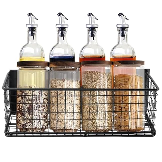 Magnetic Basket Magnetic Fridge Organizer, Magnetic Shelf for Fridge, Magnetic Spice Rack Wire Mesh Magnetic Organizer Holder Accessories(Black,Size:9.8x3.9x3inch)